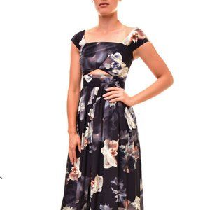 KEEPSAKE Confession NWT 100% SILK maxi dress Sz S FRONT CUT OUT floral SUBLIME !